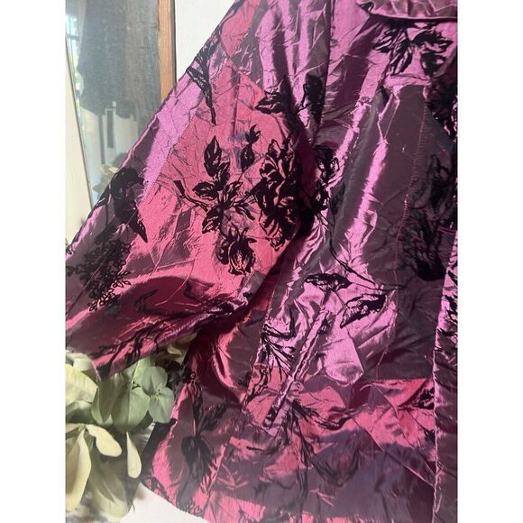 Susan Graver Sz XL Purple Black Goth Damask Stylish Pocketed Jacket Blazer.   C - Picture 2 of 5